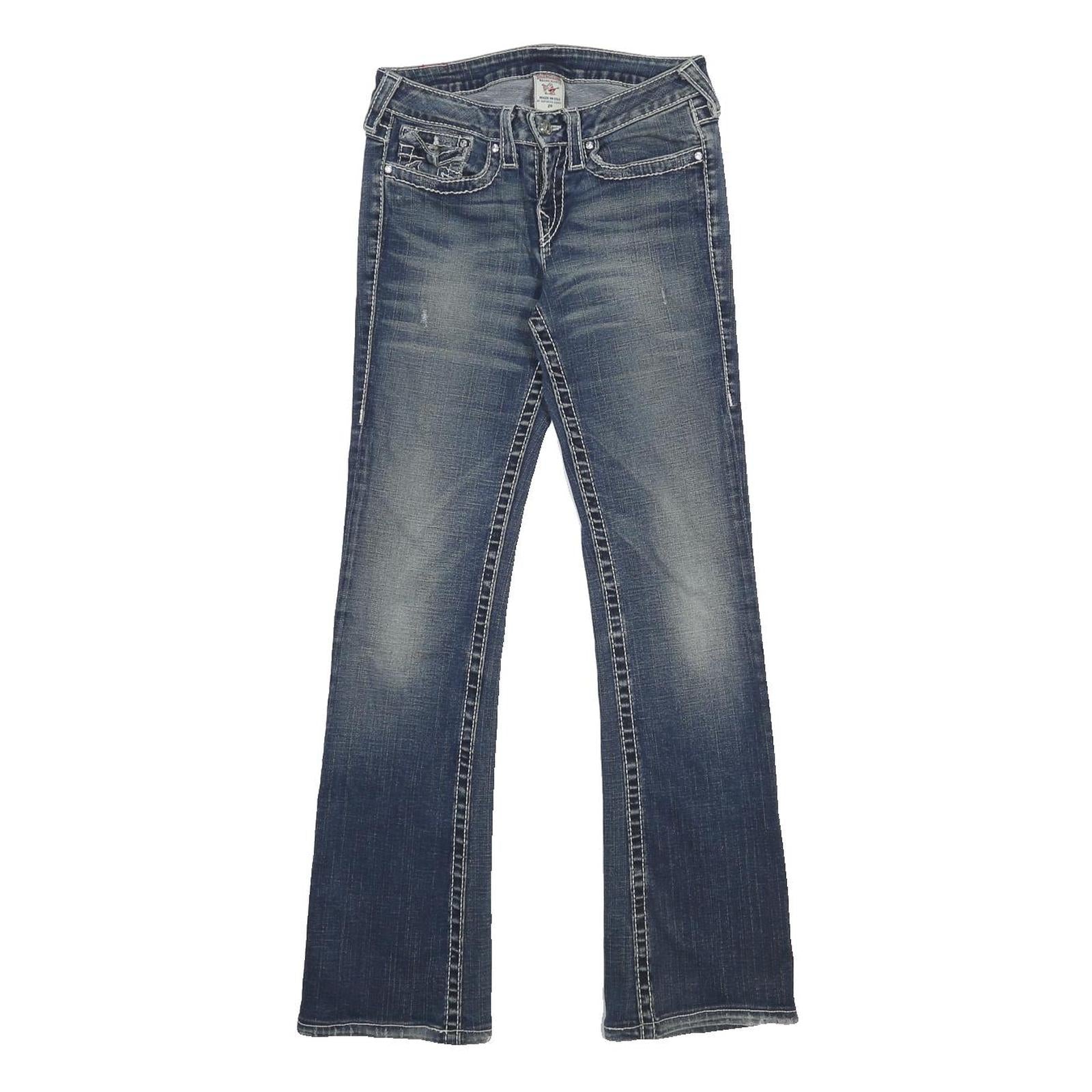 TRUE RELIGION Womens Slim Blue Denim Medium Jeans W29 L31 Classic Stitching