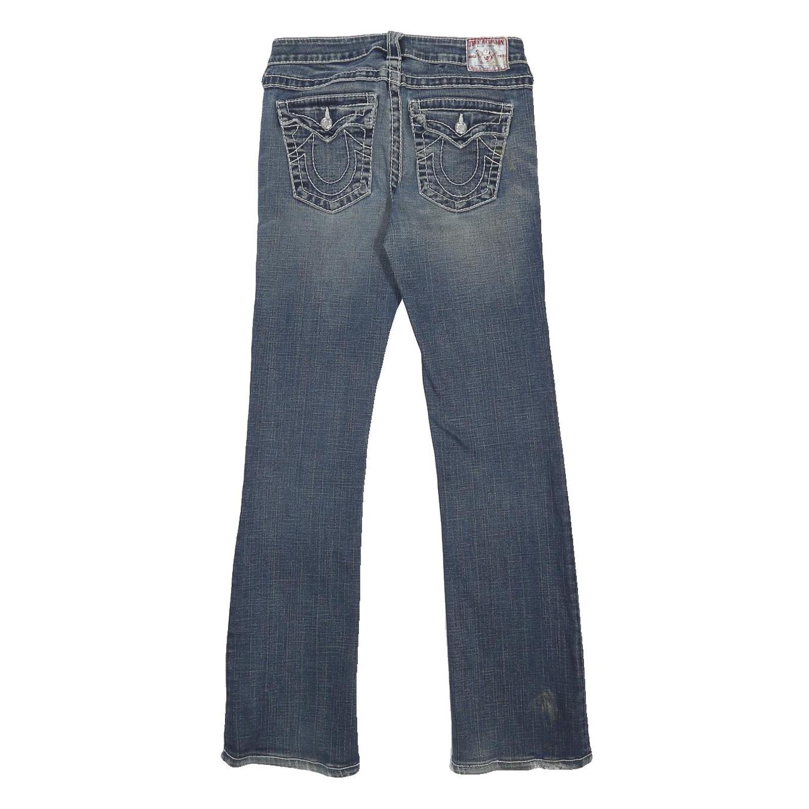 TRUE RELIGION Womens Slim Blue Denim Medium Jeans W29 L31 Classic Stitching