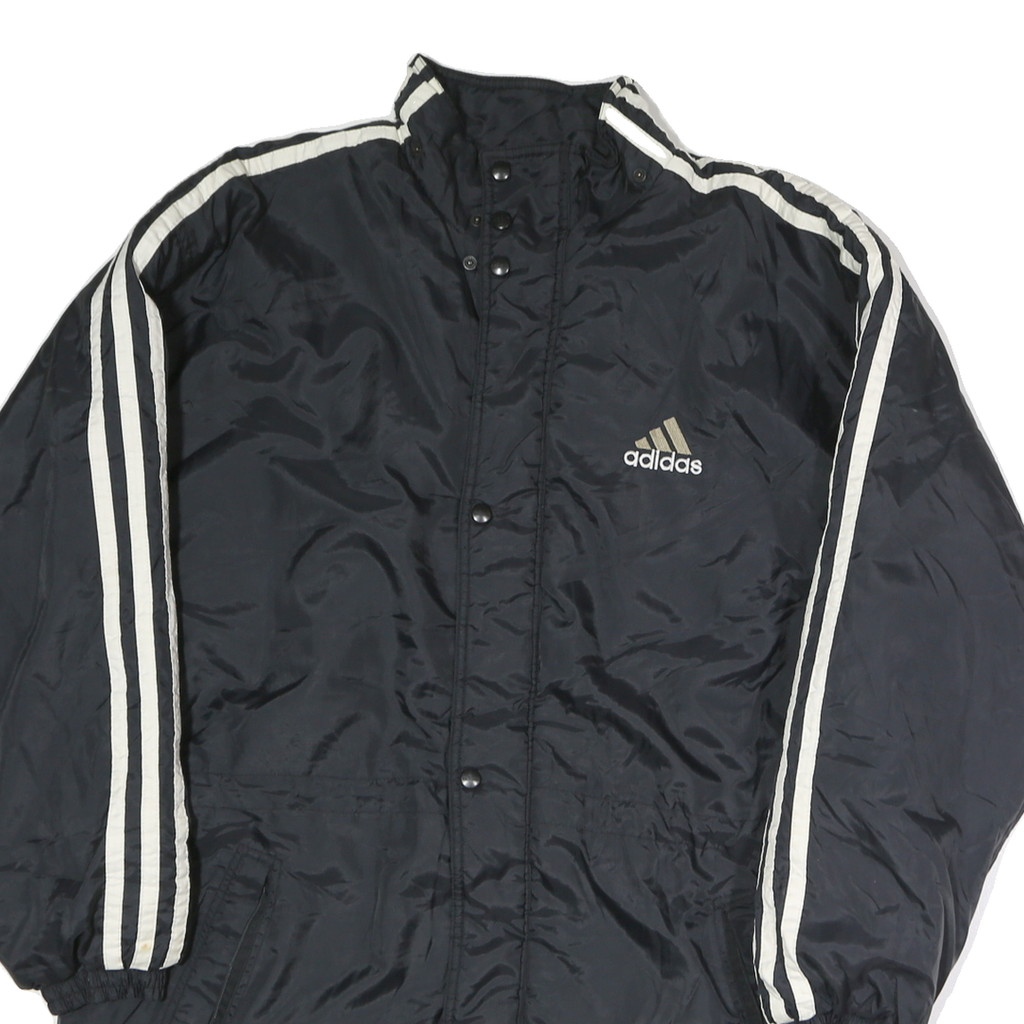 ADIDAS Mens Black & White Athletic Zip Jacket M Polyester Sportswear Track