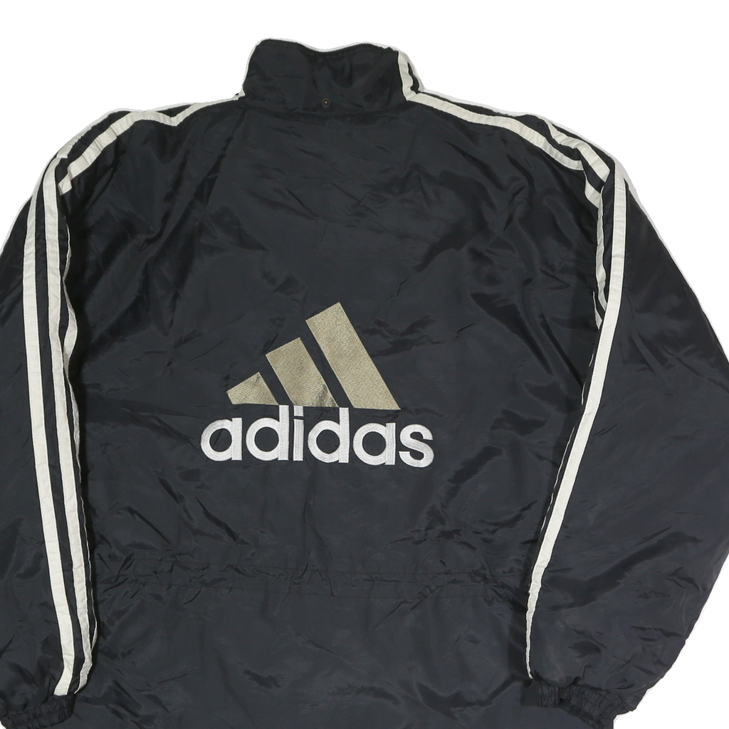 ADIDAS Mens Black & White Athletic Zip Jacket M Polyester Sportswear Track