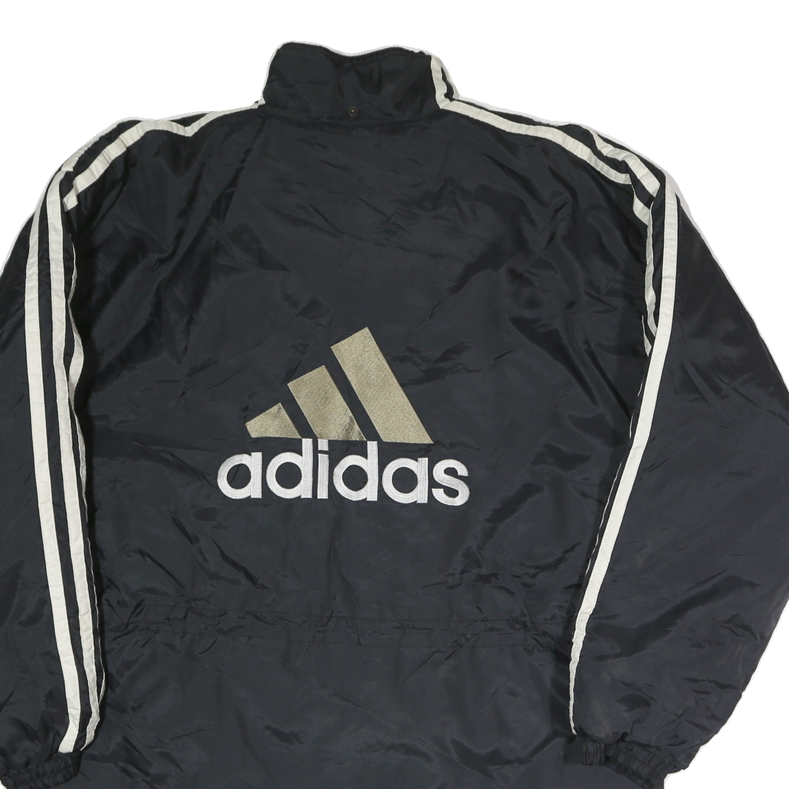 ADIDAS Mens Black & White Athletic Zip Jacket M Polyester Sportswear Track