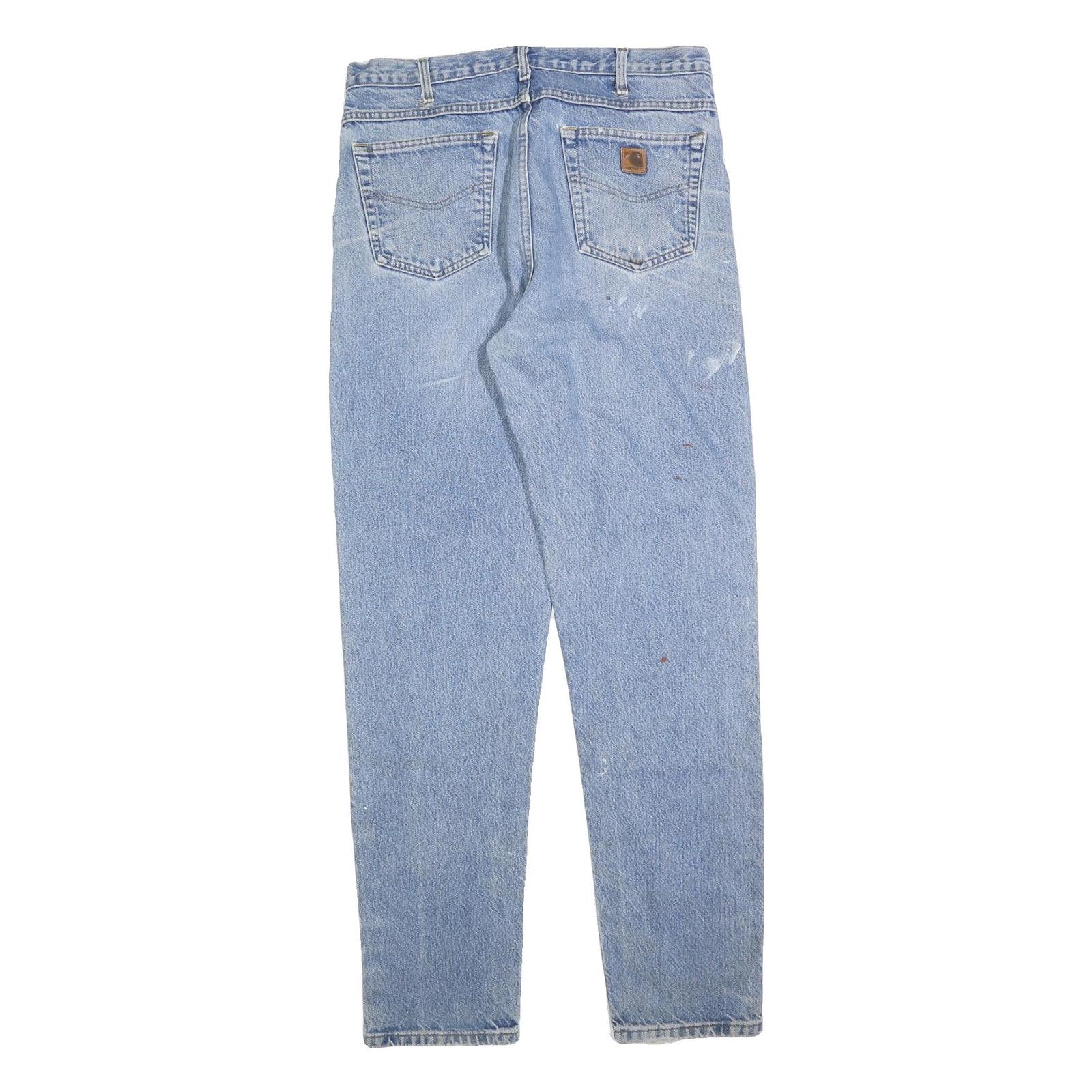 CARHARTT Mens Regular Fit Blue Denim Plain Jeans W36 L36 Workwear Zip Fly