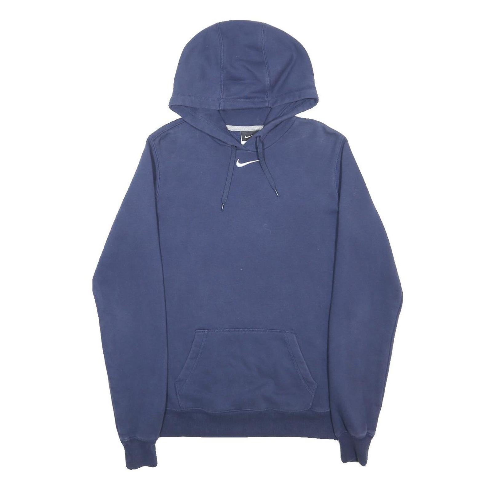 NIKE Womens Navy Blue Hoodie M Cotton Blend Pullover