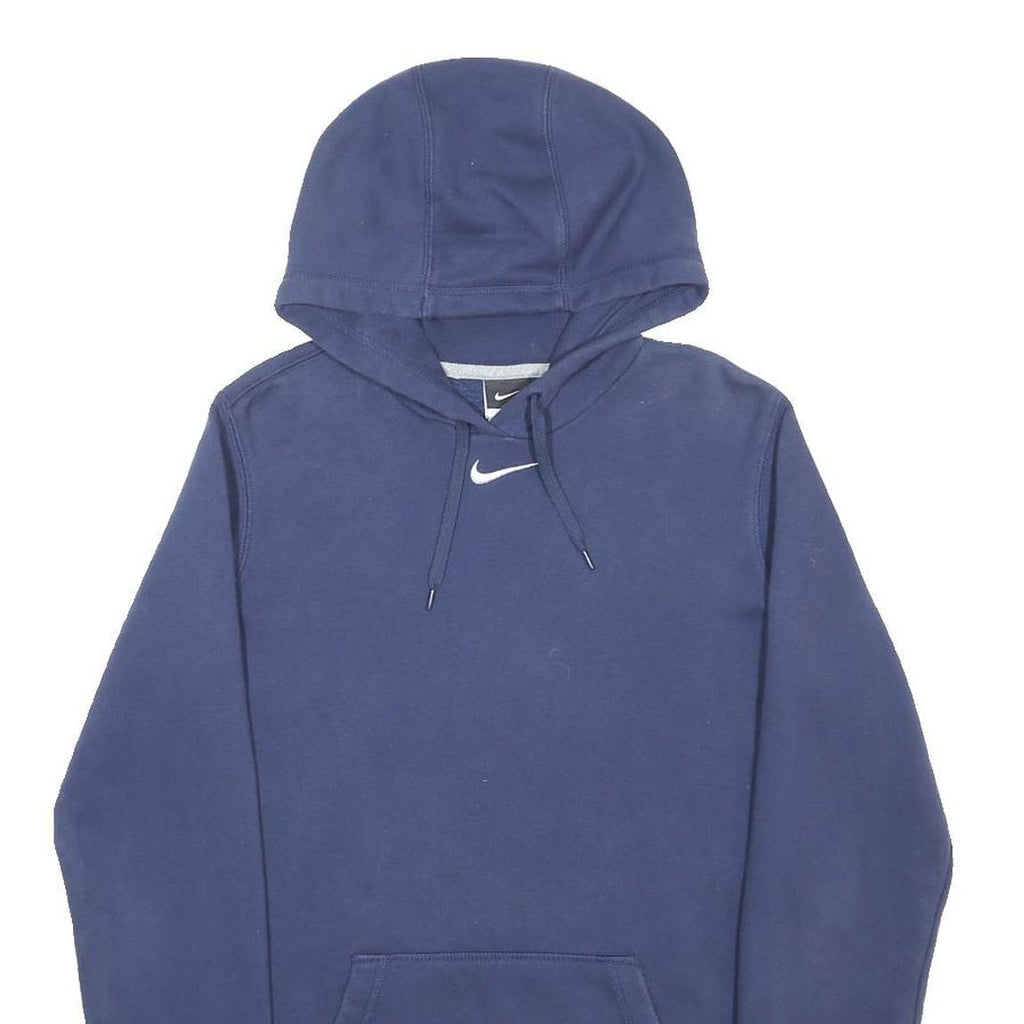 NIKE Womens Navy Blue Hoodie M Cotton Blend Pullover