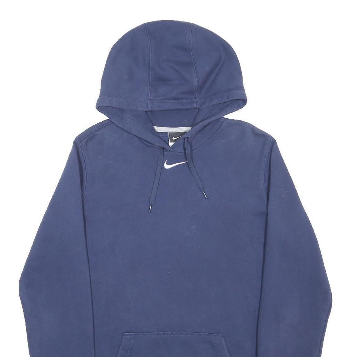 NIKE Womens Navy Blue Hoodie M Cotton Blend Pullover