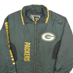 LADIES FIRST Womens Green & Yellow Packers Nylon Zip Jacket L Sportswear