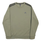 ADIDAS Mens Green Crew Neck Sweatshirt M Cotton Blend Casual 3 Stripes