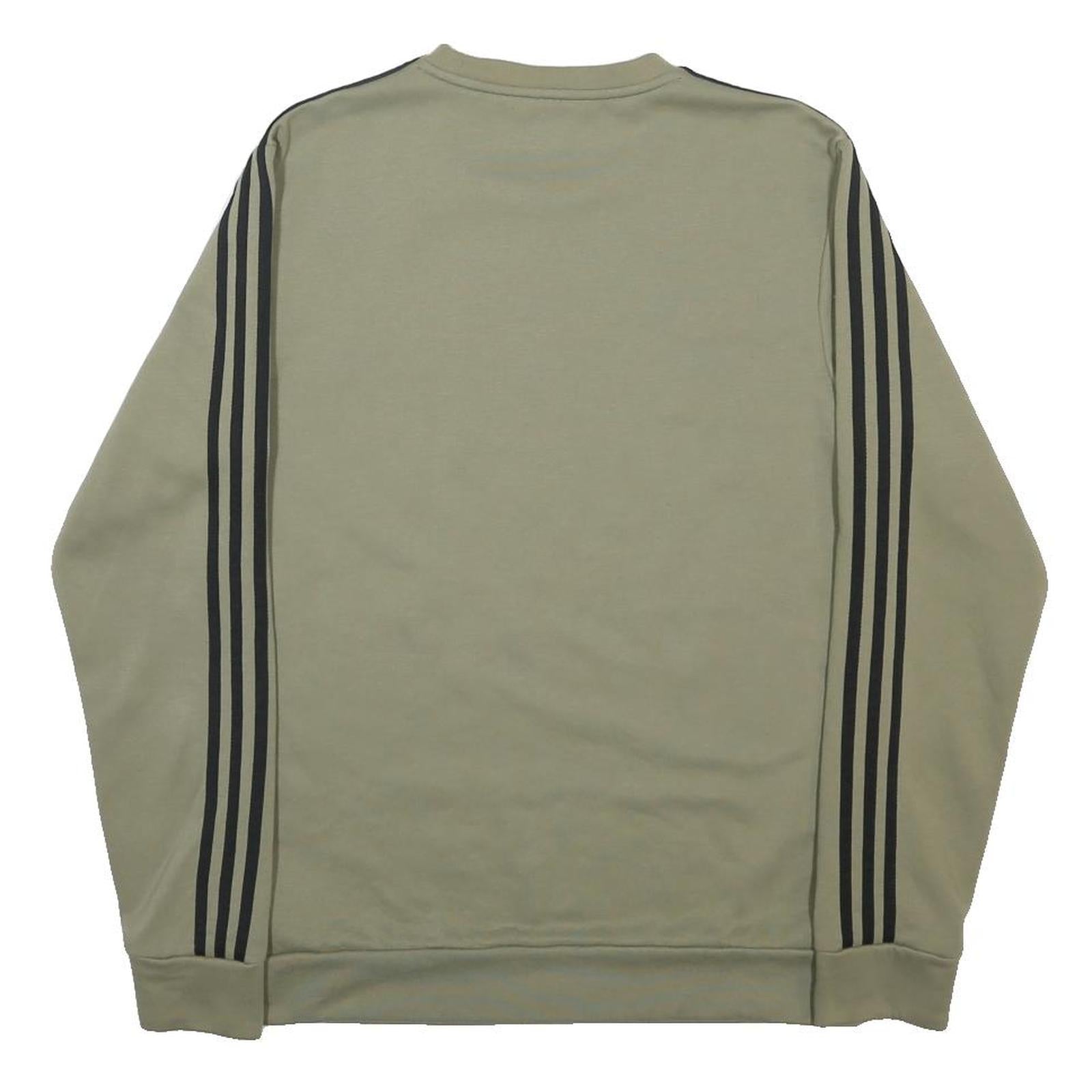 ADIDAS Mens Green Crew Neck Sweatshirt M Cotton Blend Casual 3 Stripes