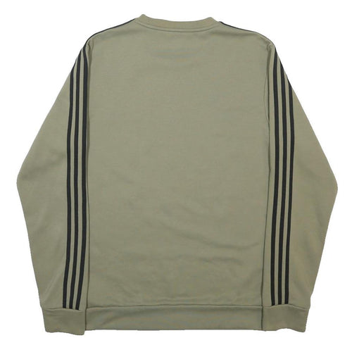 ADIDAS Mens Green Crew Neck Sweatshirt M Cotton Blend Casual 3 Stripes