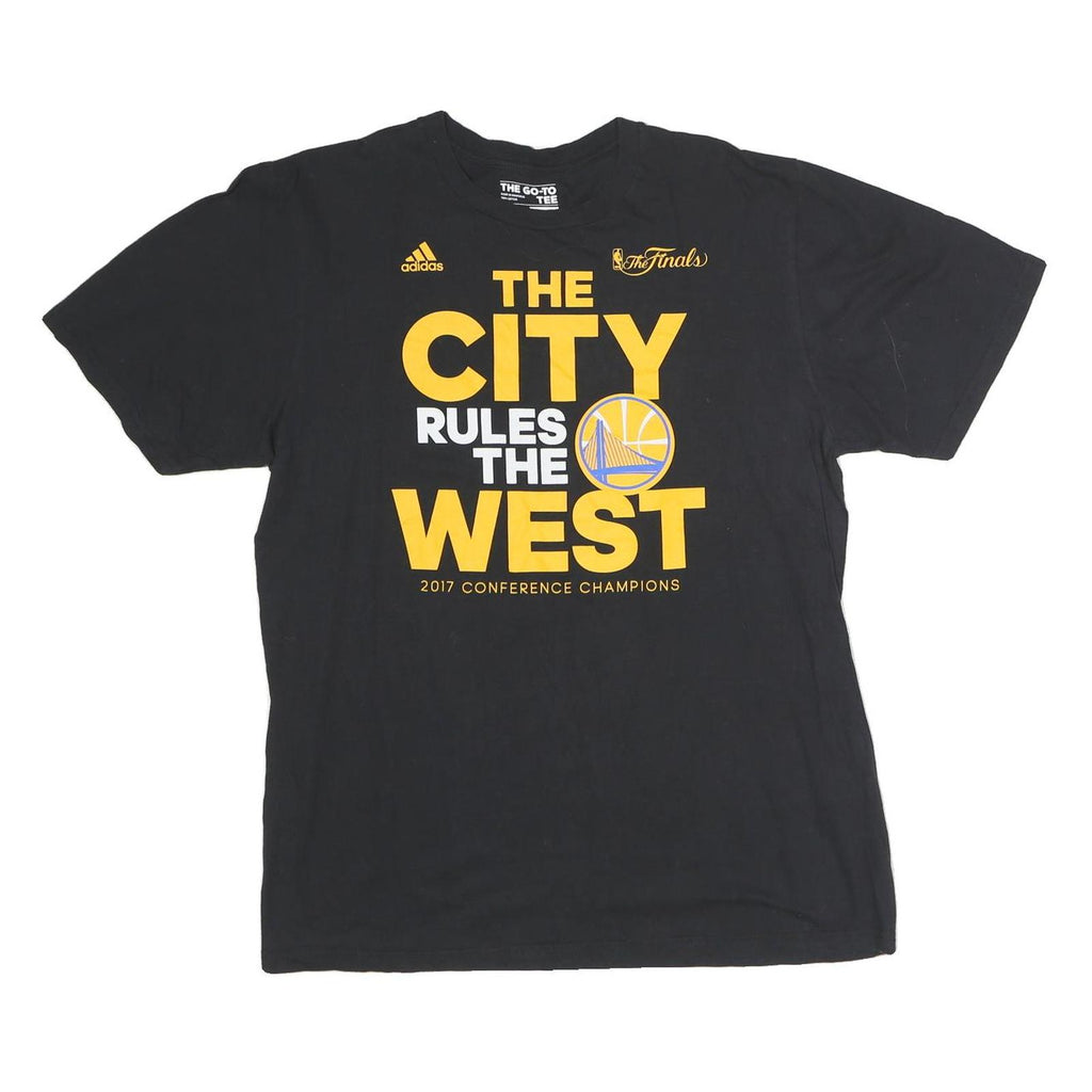 ADIDAS Mens Black The City Rules The West Graphic T-Shirt L Short Sleeve Crew