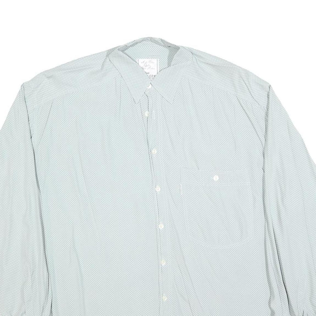 CARLOFF Mens Blue Plain Shirt L Long Sleeve Button Casual Polyester Blend