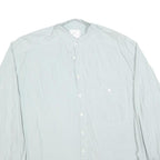 CARLOFF Mens Blue Plain Shirt L Long Sleeve Button Casual Polyester Blend
