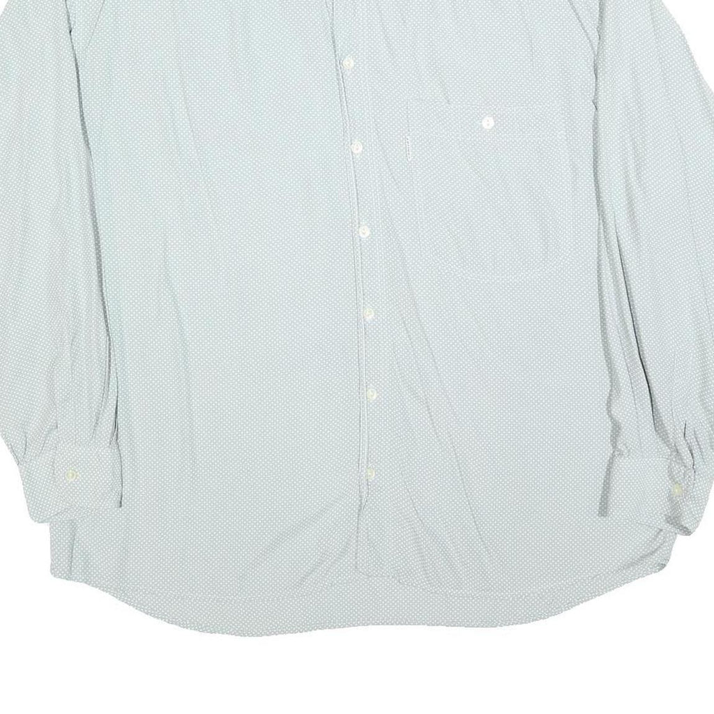 CARLOFF Mens Blue Plain Shirt L Long Sleeve Button Casual Polyester Blend