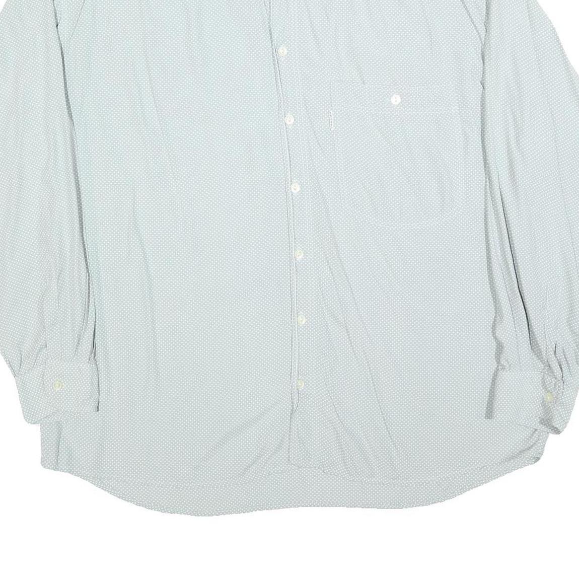 CARLOFF Mens Blue Plain Shirt L Long Sleeve Button Casual Polyester Blend