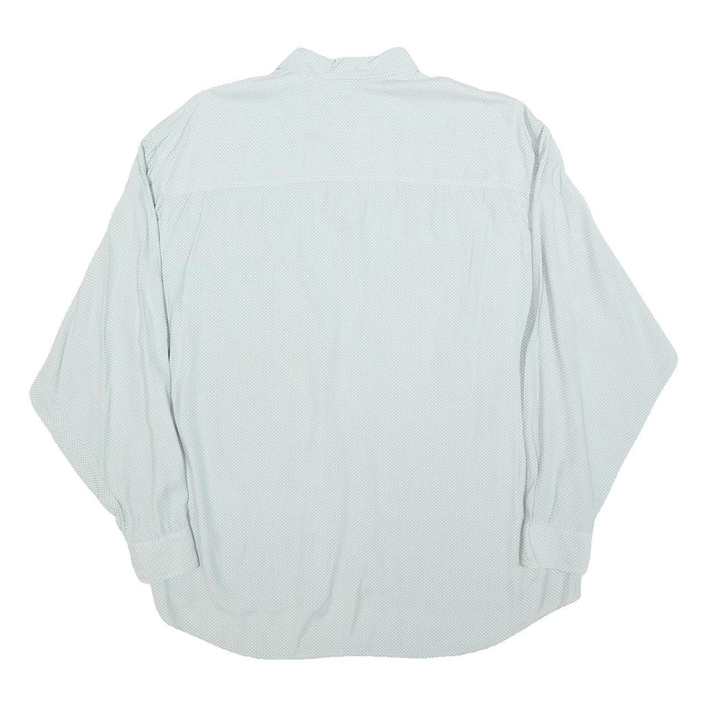 CARLOFF Mens Blue Plain Shirt L Long Sleeve Button Casual Polyester Blend