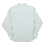 CARLOFF Mens Blue Plain Shirt L Long Sleeve Button Casual Polyester Blend