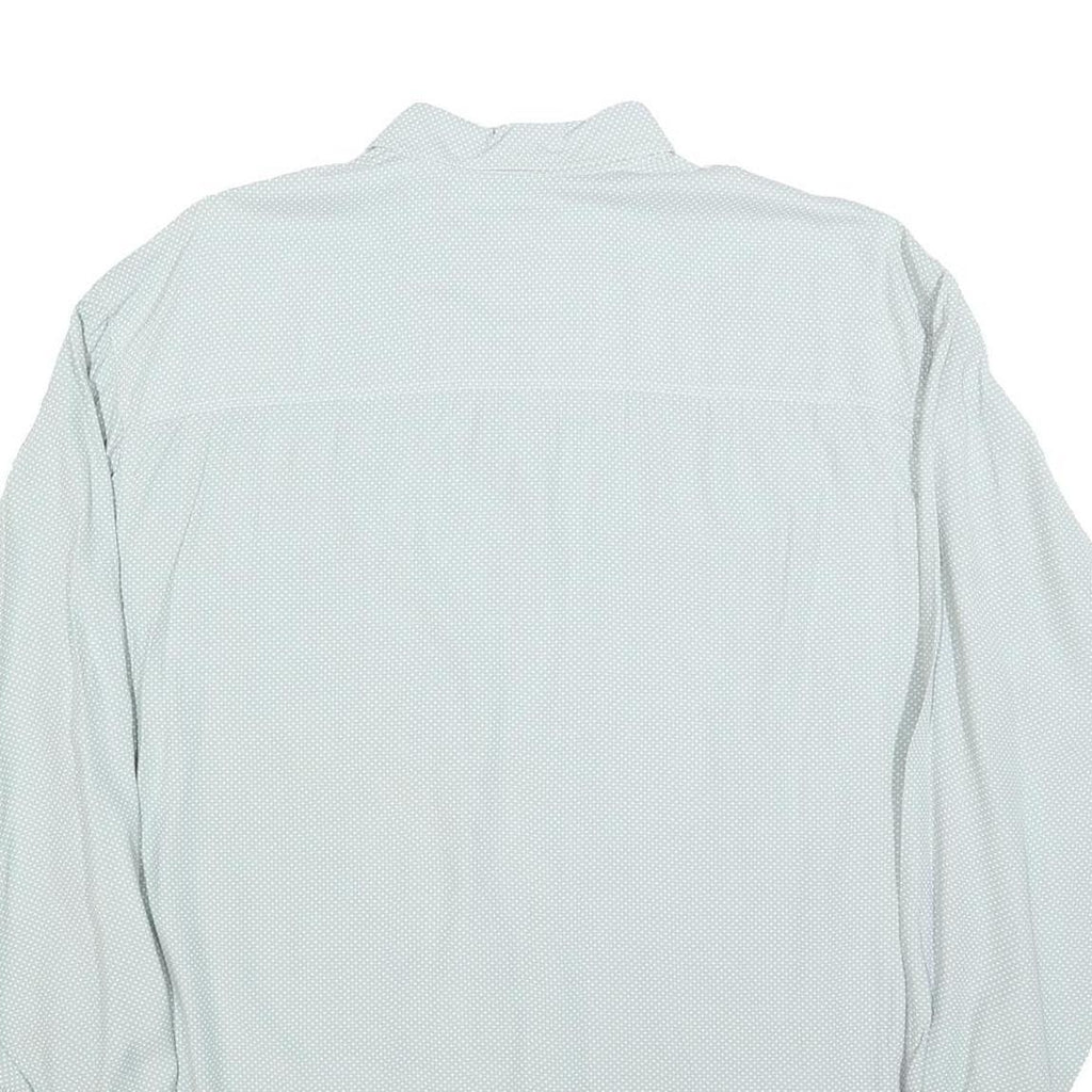 CARLOFF Mens Blue Plain Shirt L Long Sleeve Button Casual Polyester Blend