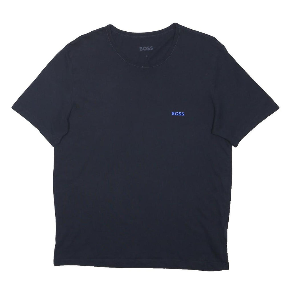 BOSS Mens Black Cotton Blend Basic T-Shirt Short Sleeve Crew Neck L Casual