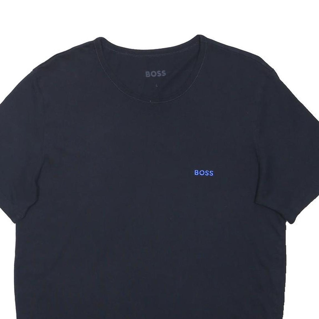 BOSS Mens Black Cotton Blend Basic T-Shirt Short Sleeve Crew Neck L Casual