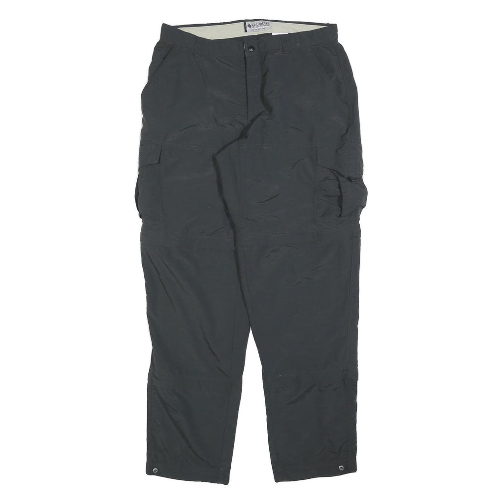 COLUMBIA Mens Polyester Relaxed Black Cargo Zip Trousers W34 L34 Outdoor
