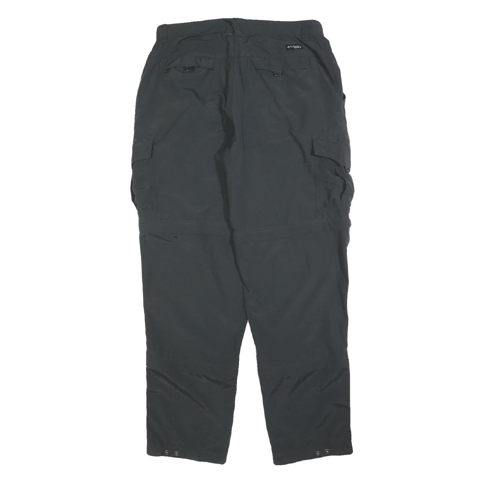 COLUMBIA Mens Polyester Relaxed Black Cargo Zip Trousers W34 L34 Outdoor