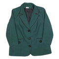 Womens Blue & Black Houndstooth Button Jacket L Polyester Blazer Tailored