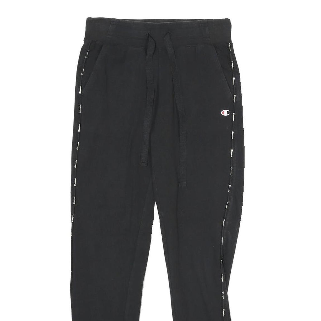 CHAMPION Womens Joggers Black Slim Tapered XS W24 L28 Cotton Blend Logo Tape