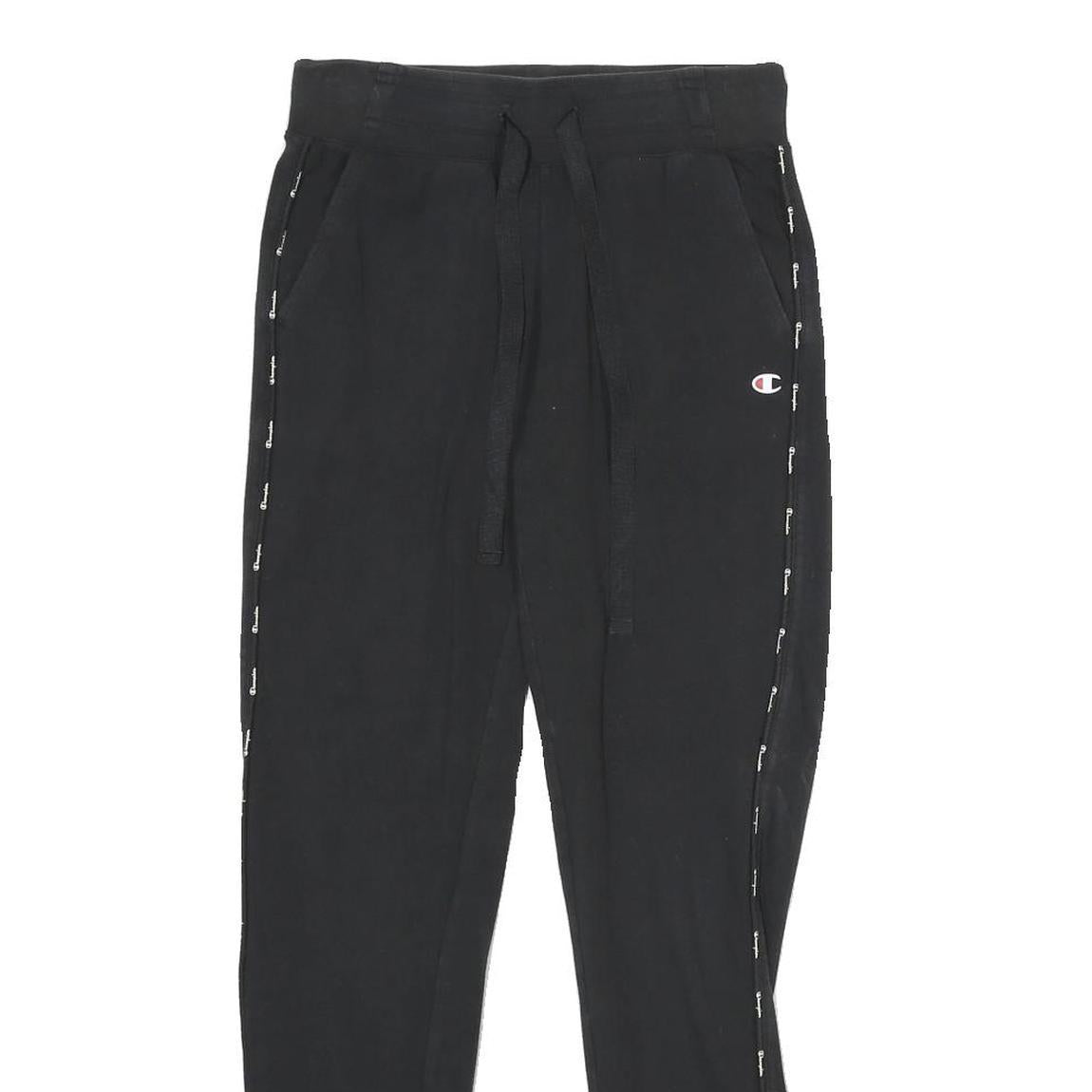 CHAMPION Womens Joggers Black Slim Tapered XS W24 L28 Cotton Blend Logo Tape