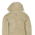 Womens Beige Suede Hooded Zip Jacket XS Soft Shearling Lined Casual Outerwear
