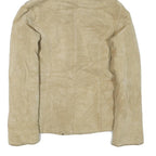 Womens Beige Suede Hooded Zip Jacket XS Soft Shearling Lined Casual Outerwear