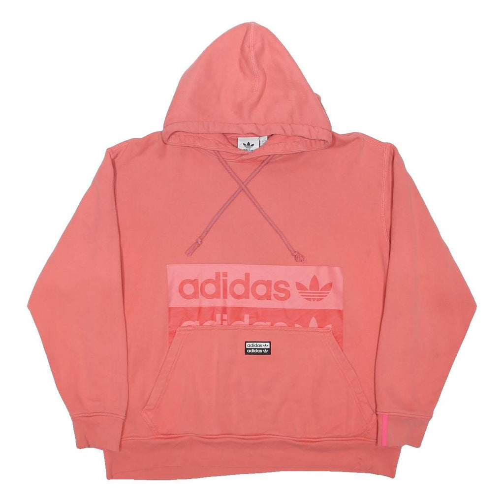 ADIDAS Womens Pink Cotton Blend Pullover Hoodie L Branded Logo Casual