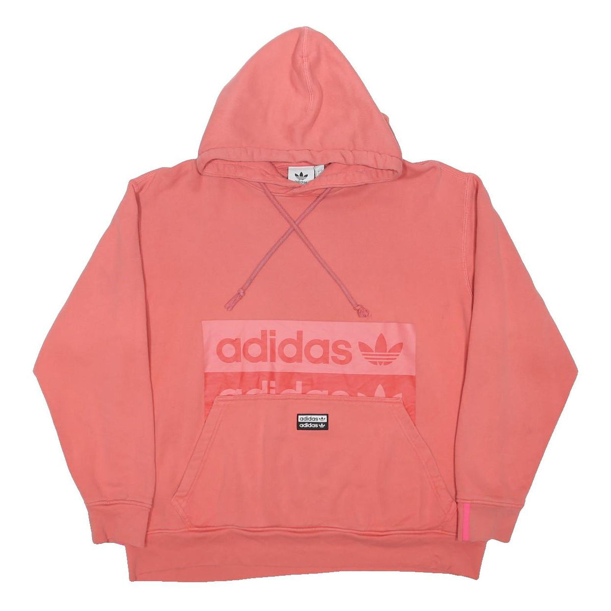 ADIDAS Womens Pink Cotton Blend Pullover Hoodie L Branded Logo Casual