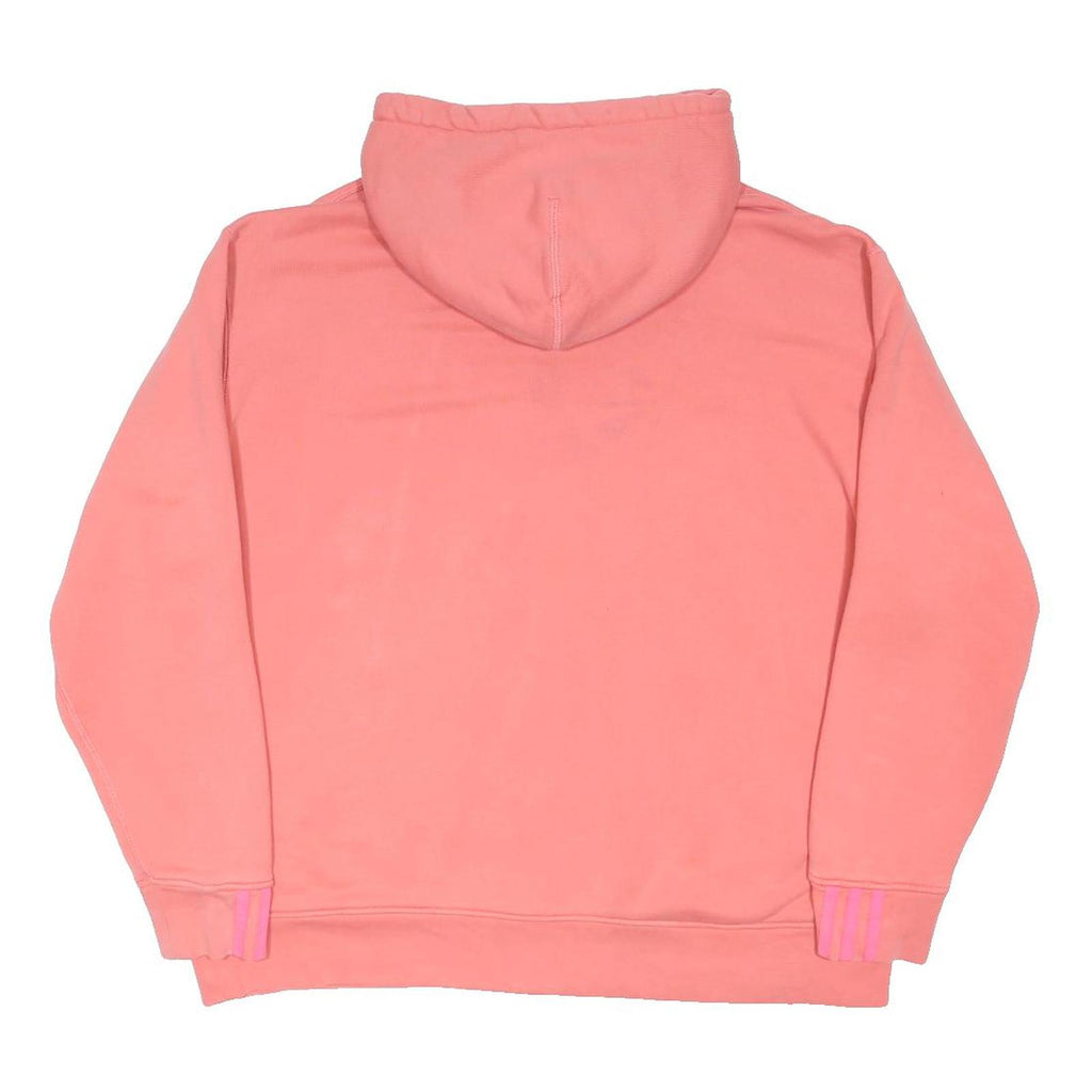ADIDAS Womens Pink Cotton Blend Pullover Hoodie L Branded Logo Casual