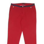 TOMMY HILFIGER Womens Cotton Blend Red Regular Straight Trousers W32 L27 Zip