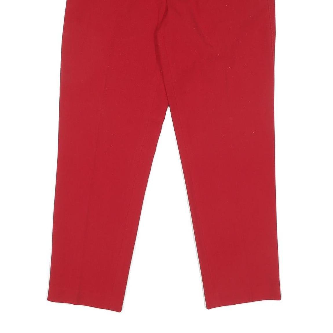 TOMMY HILFIGER Womens Cotton Blend Red Regular Straight Trousers W32 L27 Zip