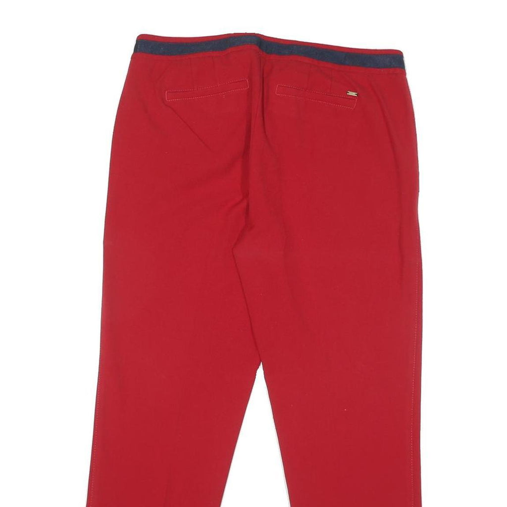 TOMMY HILFIGER Womens Cotton Blend Red Regular Straight Trousers W32 L27 Zip
