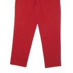 TOMMY HILFIGER Womens Cotton Blend Red Regular Straight Trousers W32 L27 Zip