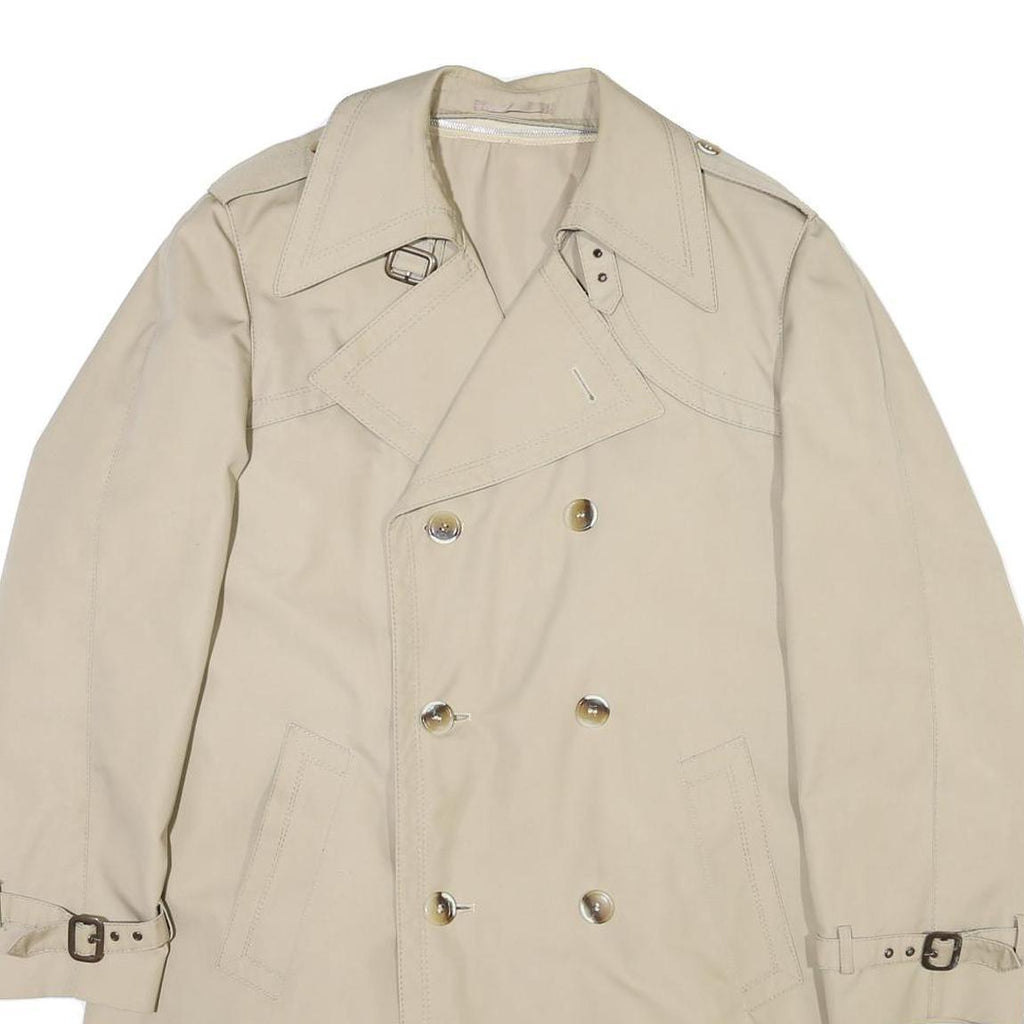 Womens Beige Cotton Blend Classic Jacket L Button Front Plain Stylish
