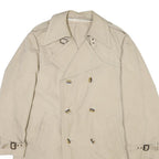 Womens Beige Cotton Blend Classic Jacket L Button Front Plain Stylish
