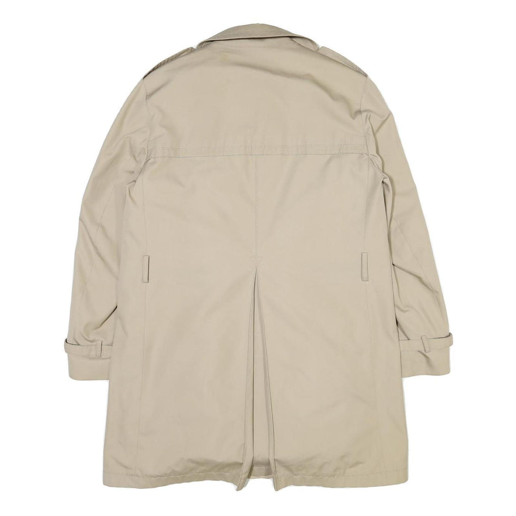 Womens Beige Cotton Blend Classic Jacket L Button Front Plain Stylish