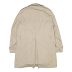 Womens Beige Cotton Blend Classic Jacket L Button Front Plain Stylish