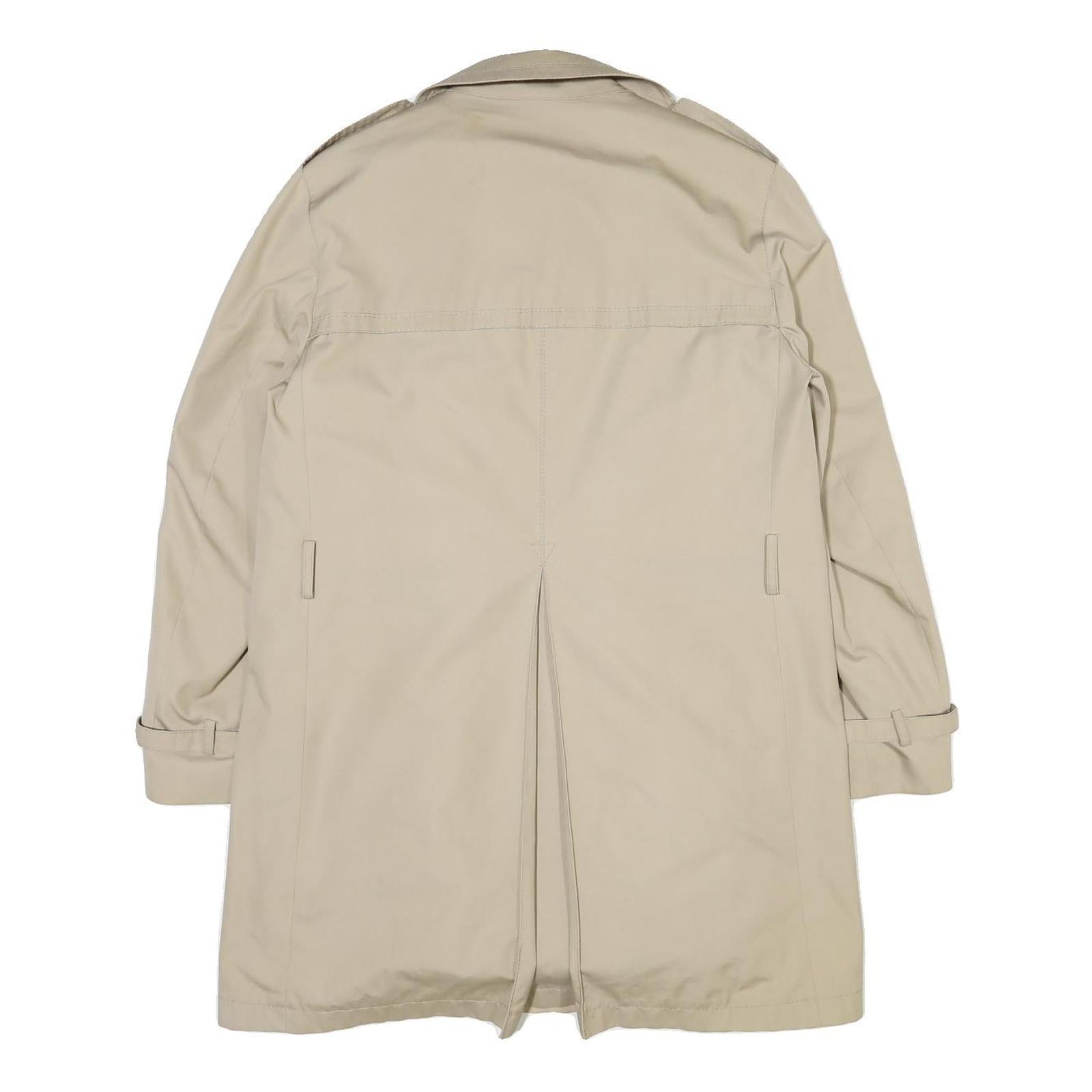 Womens Beige Cotton Blend Classic Jacket L Button Front Plain Stylish