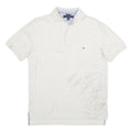 TOMMY HILFIGER Mens White Short Sleeve Plain Polo Shirt S Cotton Casual