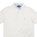 TOMMY HILFIGER Mens White Short Sleeve Plain Polo Shirt S Cotton Casual