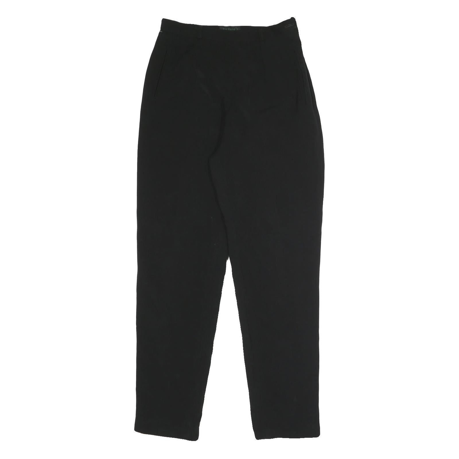 TATTOO Womens Black Relaxed Straight Trousers W26 L28 Smart Casual Zip