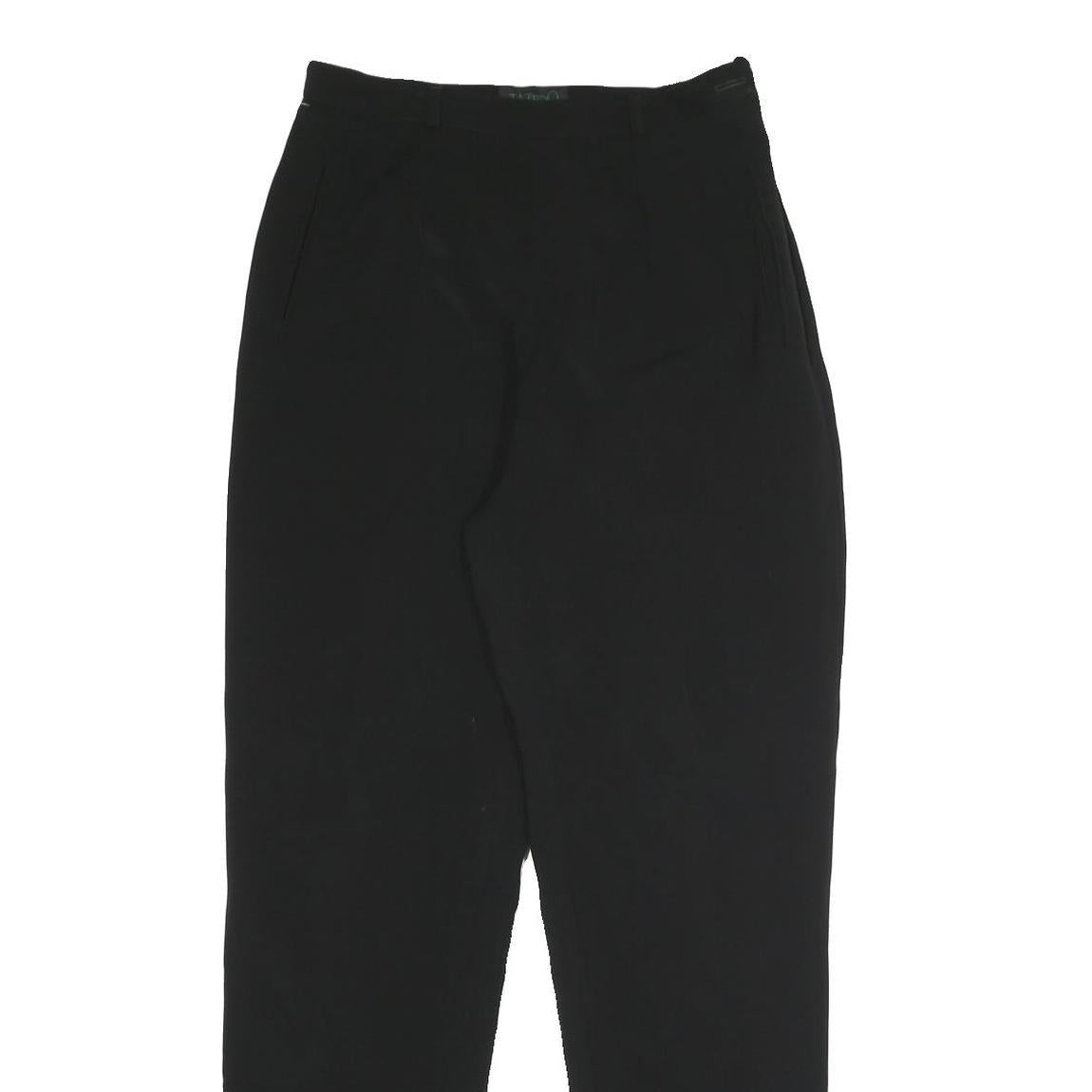 TATTOO Womens Black Relaxed Straight Trousers W26 L28 Smart Casual Zip