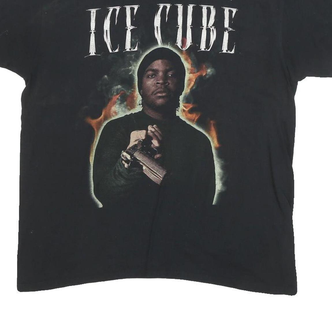 ICE CUBE Mens Black Graphic T-Shirt L Short Sleeve Crew Neck Cotton Blend Music