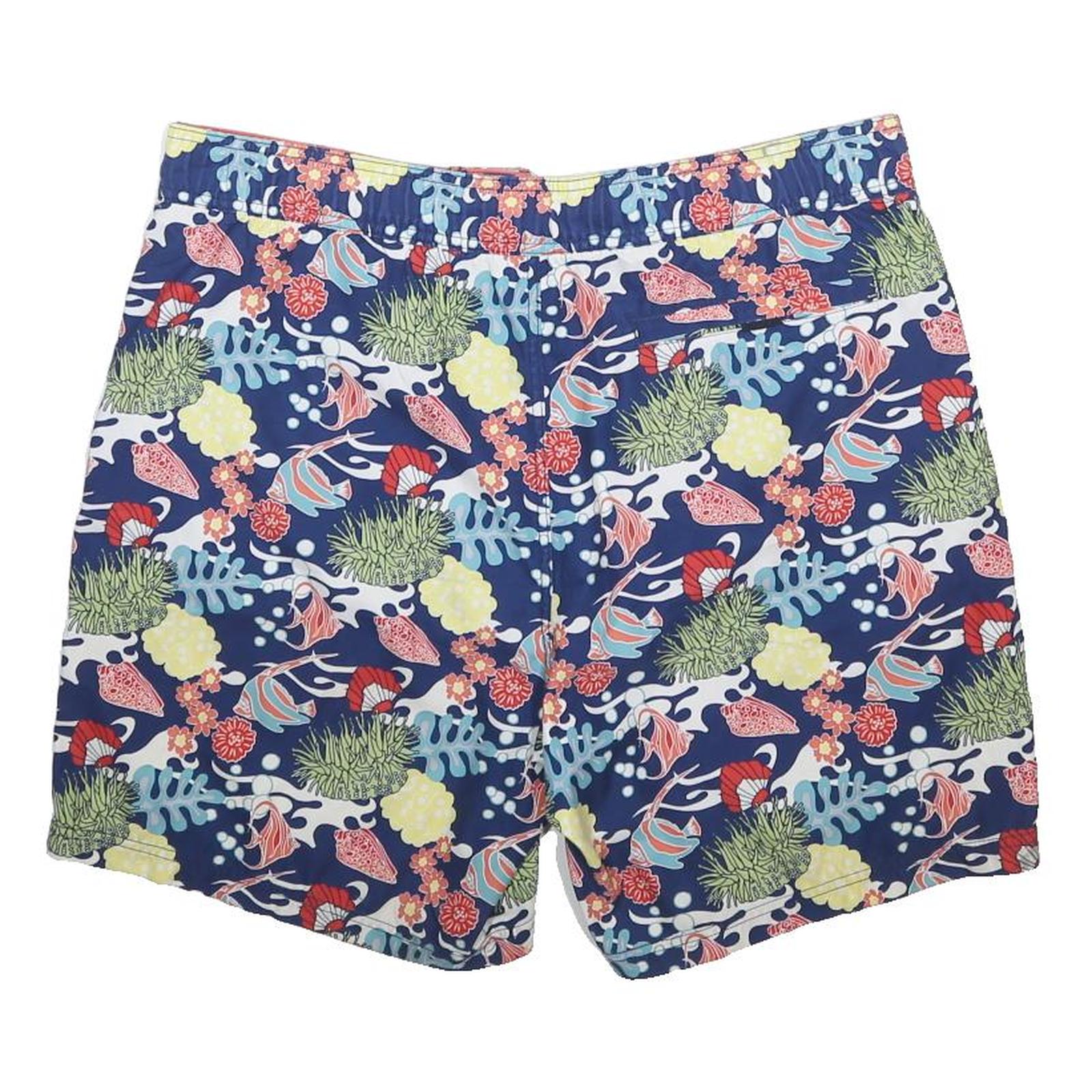 NAUTICA Mens Shorts Blue Floral Pattern L W36 Swim Trunks Casual Drawstring