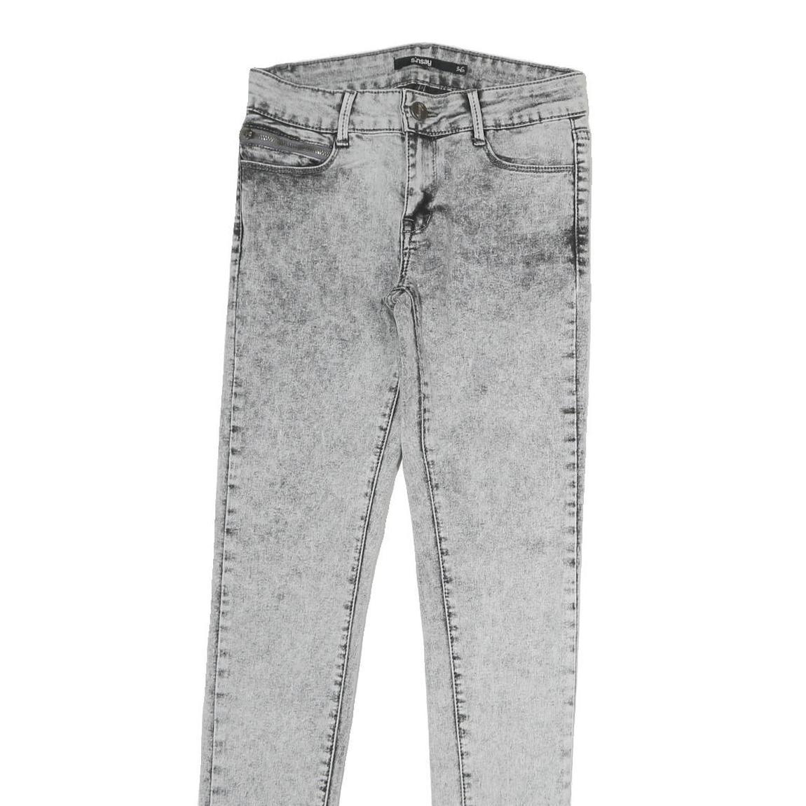 SINSAY Womens Slim Grey Denim Jeans Cotton Blend Zip W26 L27 Acid Wash Skinny