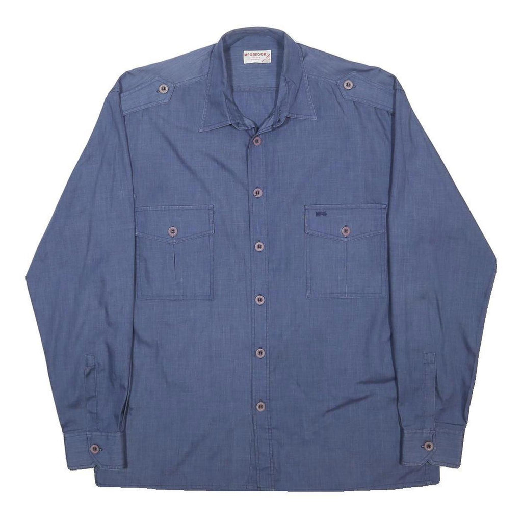 MCGREGOR Mens Blue Cotton Blend Shirt XL Casual Button-Down Pocket Detail